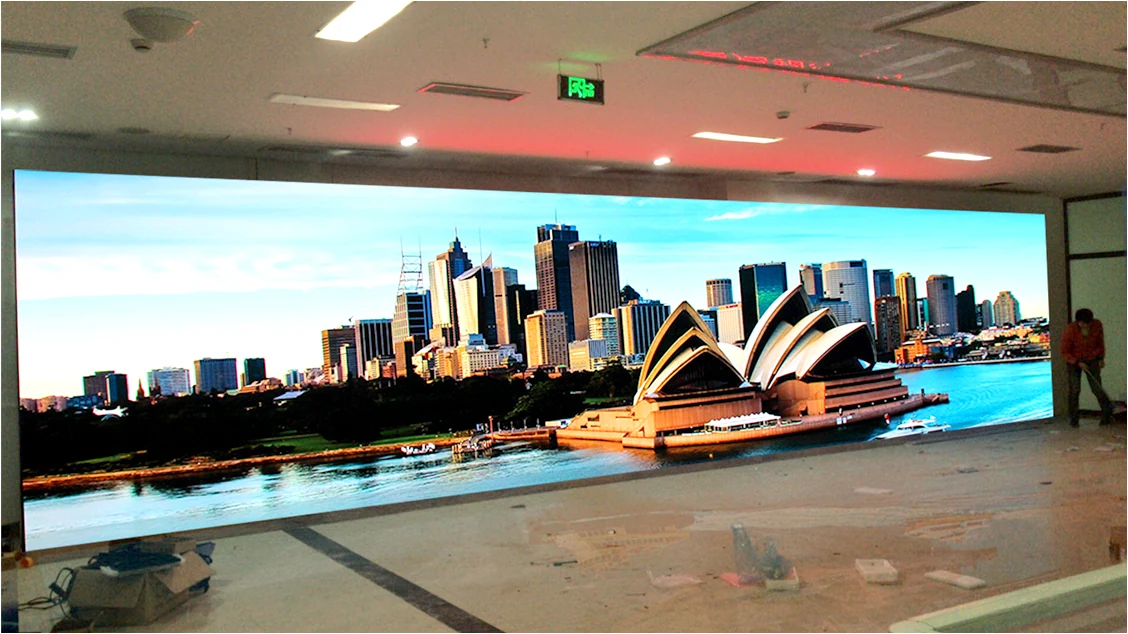 Large indoor fine pitch LED display wall for premium visual presentation